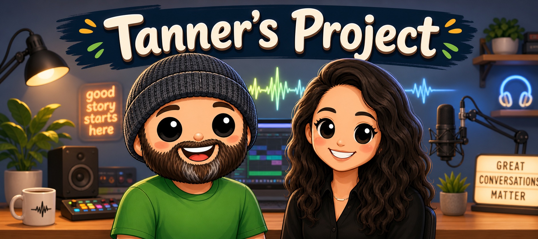 Tanner's Project banner with Jake and Tanner cartoon avatars